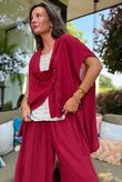 Sandbar Linen Blend Drape Front Cap Sleeve Gilet Rioja